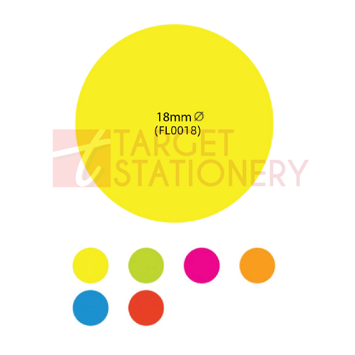 ASTAR 18MM YELLOW FLUORESCENT SELF-ADHESIVE LABELS